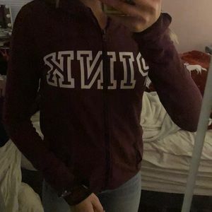 maroon PINK zip up hoodie